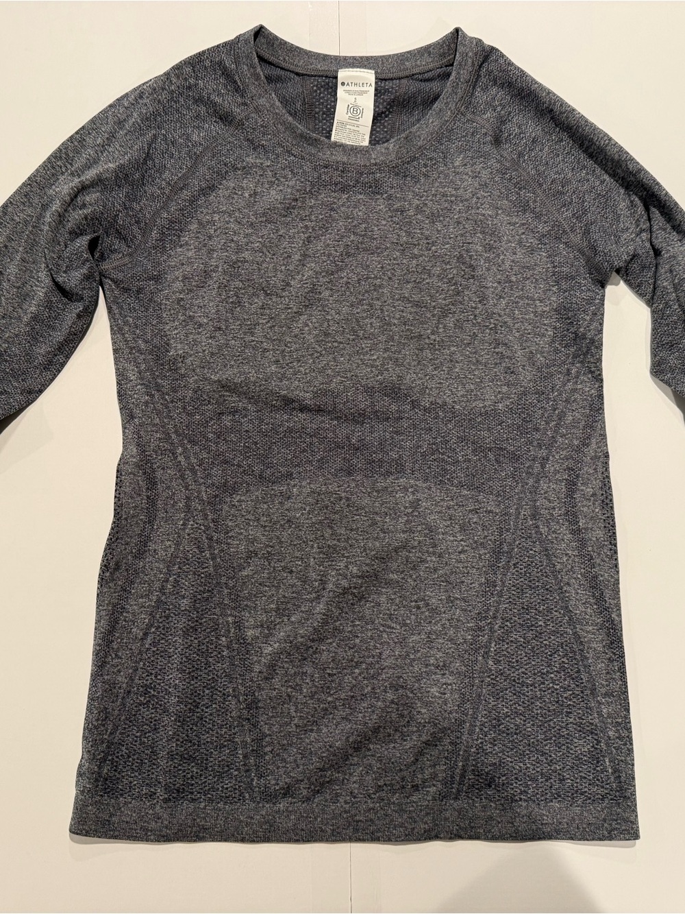 Athleta Heathered Charcoal Long Sleeve Performance Top